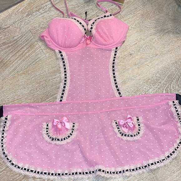 Victorias Secret Sexy Little Thing Pink French Maid Apron Costume Lingerie 34B - Picture 2 of 4